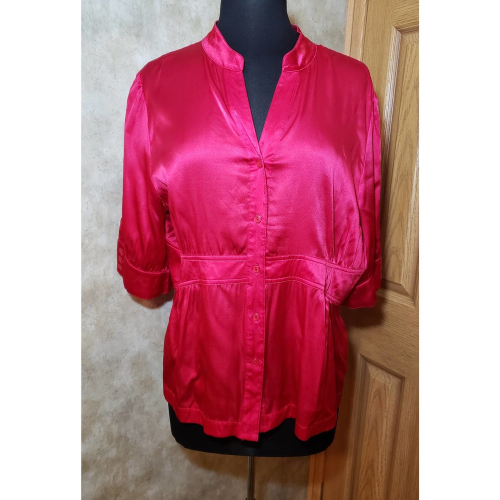 Dialogue size XL red silk blouse